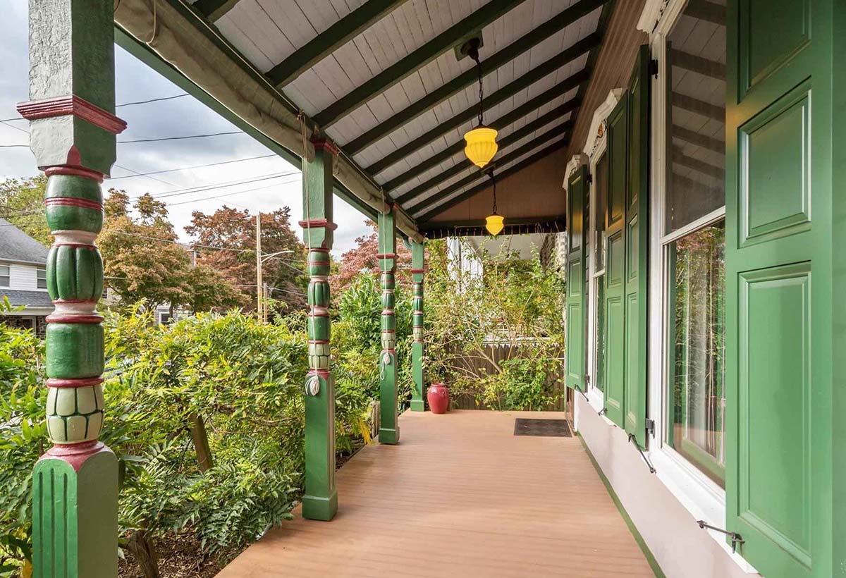 porch with ornately turned columns