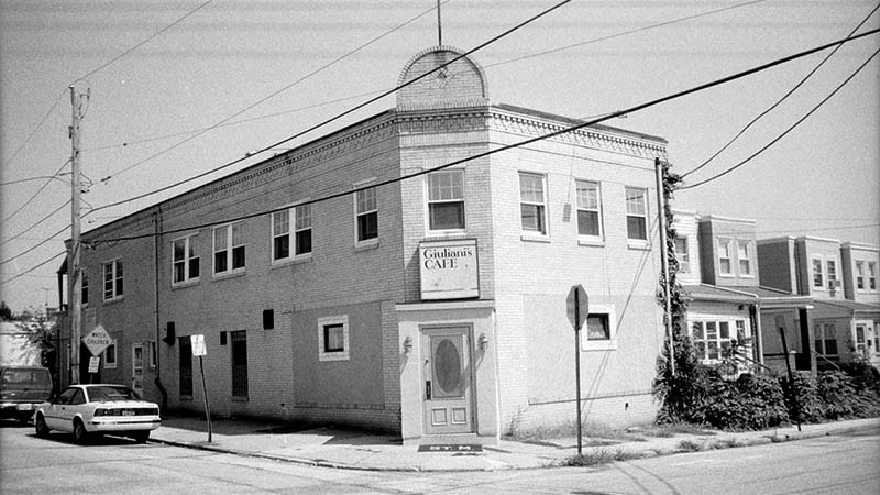 same building in black and white