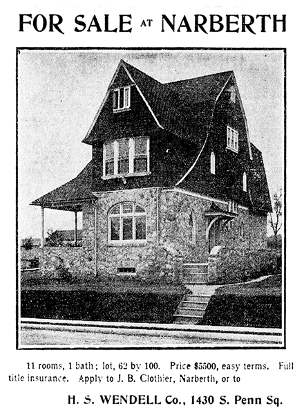 Newspaper ad 'For Sale at Narberth'