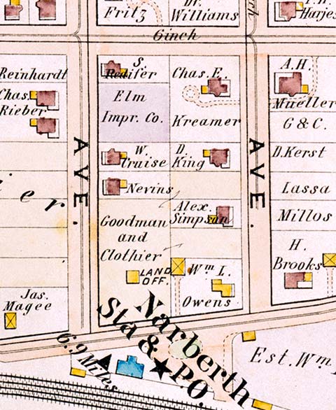map shows Goodman and Clothier across Haverford Ave. from Narberth Station