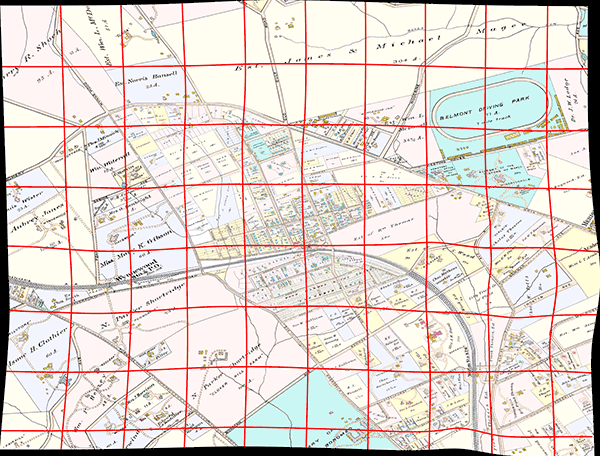 map with orthogonal grid before final georeferencing