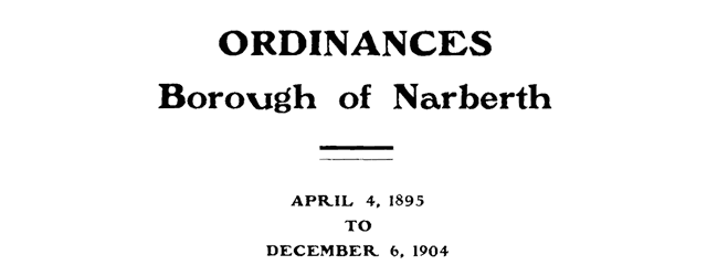 Ordinances, Borough of Narberth