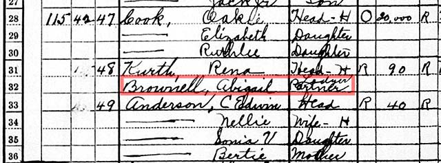 section of census sheet