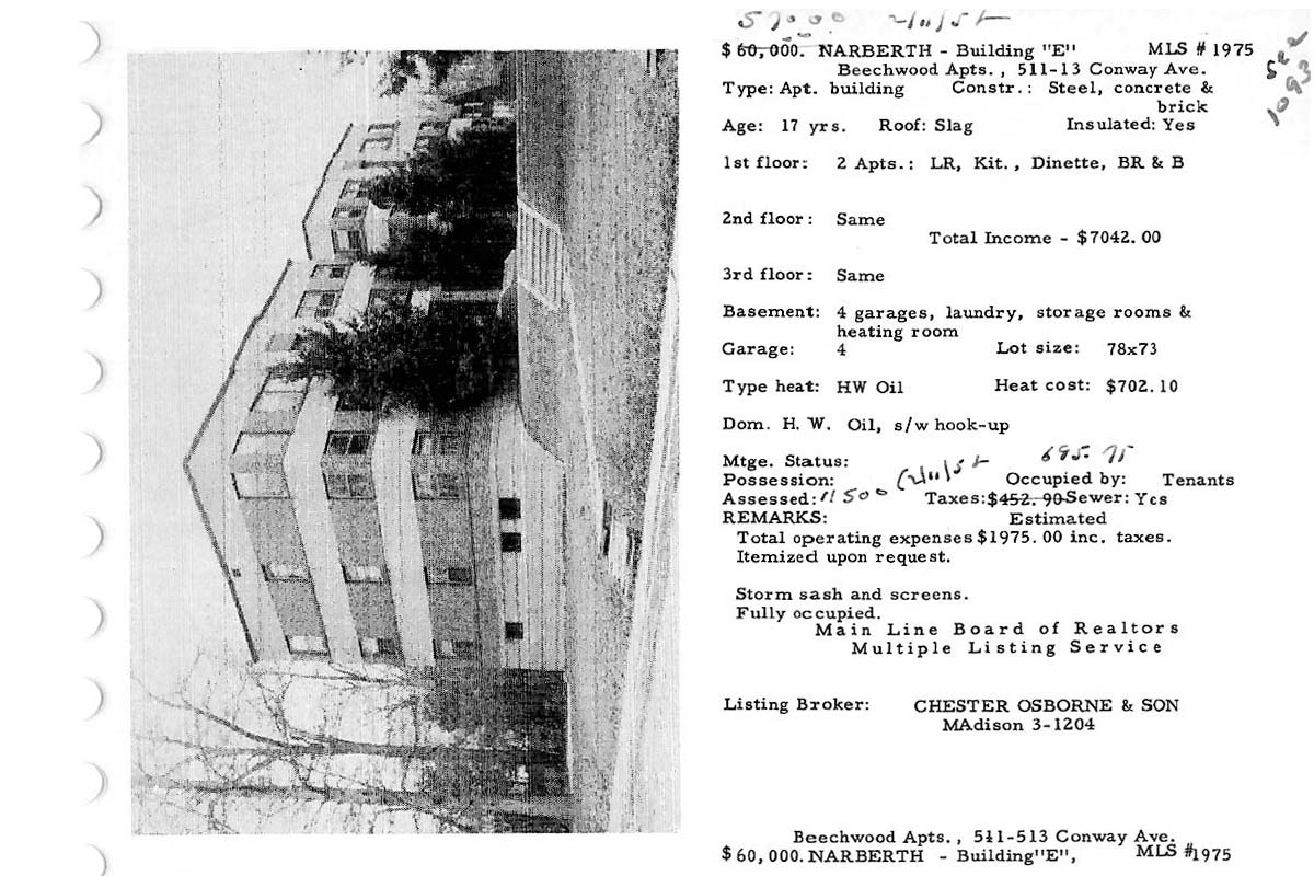 509 Conway Avenue real estate listing, 1958
