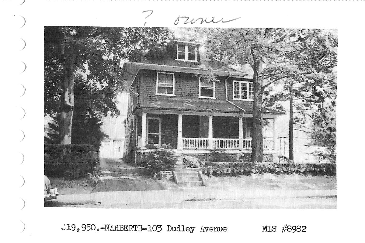 103 Dudley Avenue real estate listing, 1962