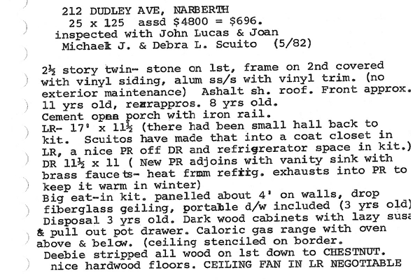 212 Dudley Avenue real estate listing, 1983
