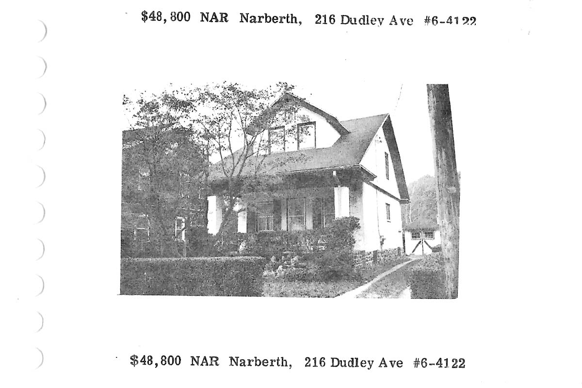 216 Dudley Avenue real estate listing, 1976