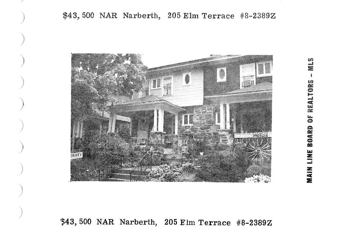 205 Elm Terrace real estate listing, 1978