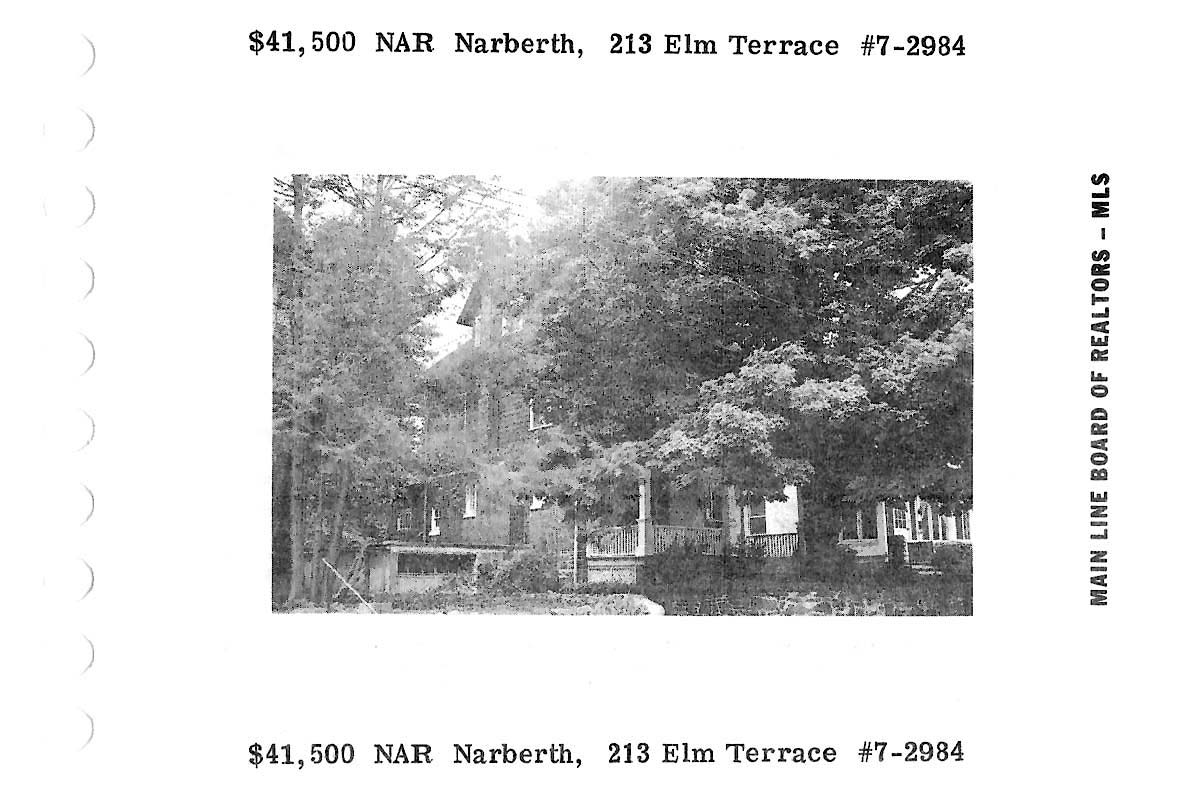 213 Elm Terrace real estate listing, 1977