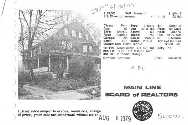 119 Elmwood Avenue real estate listing, 1979