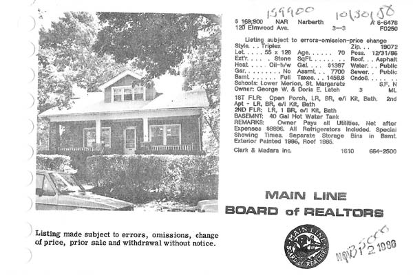 120 Elmwood Avenue real estate listing, 1988