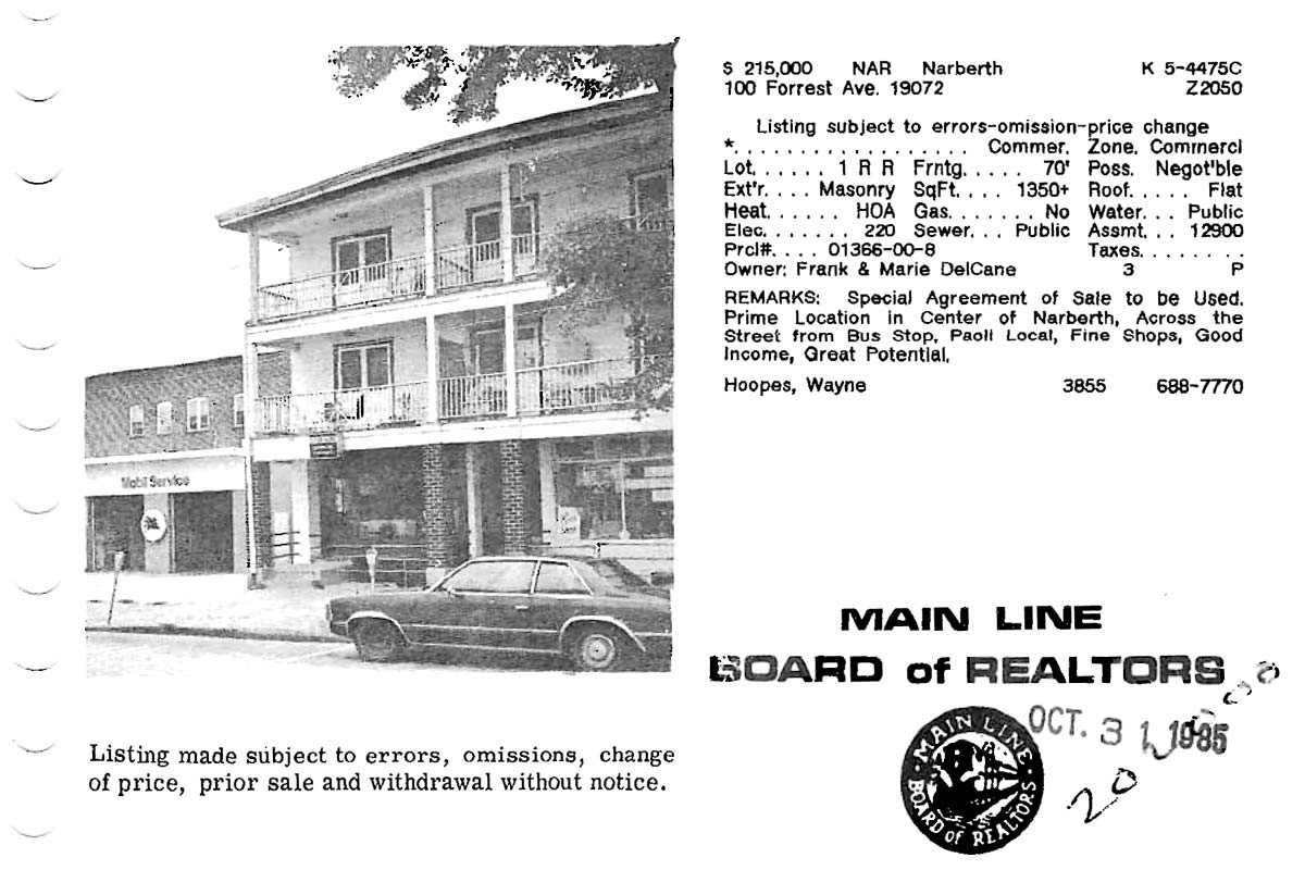 104 Forrest Avenue real estate listing, 1985