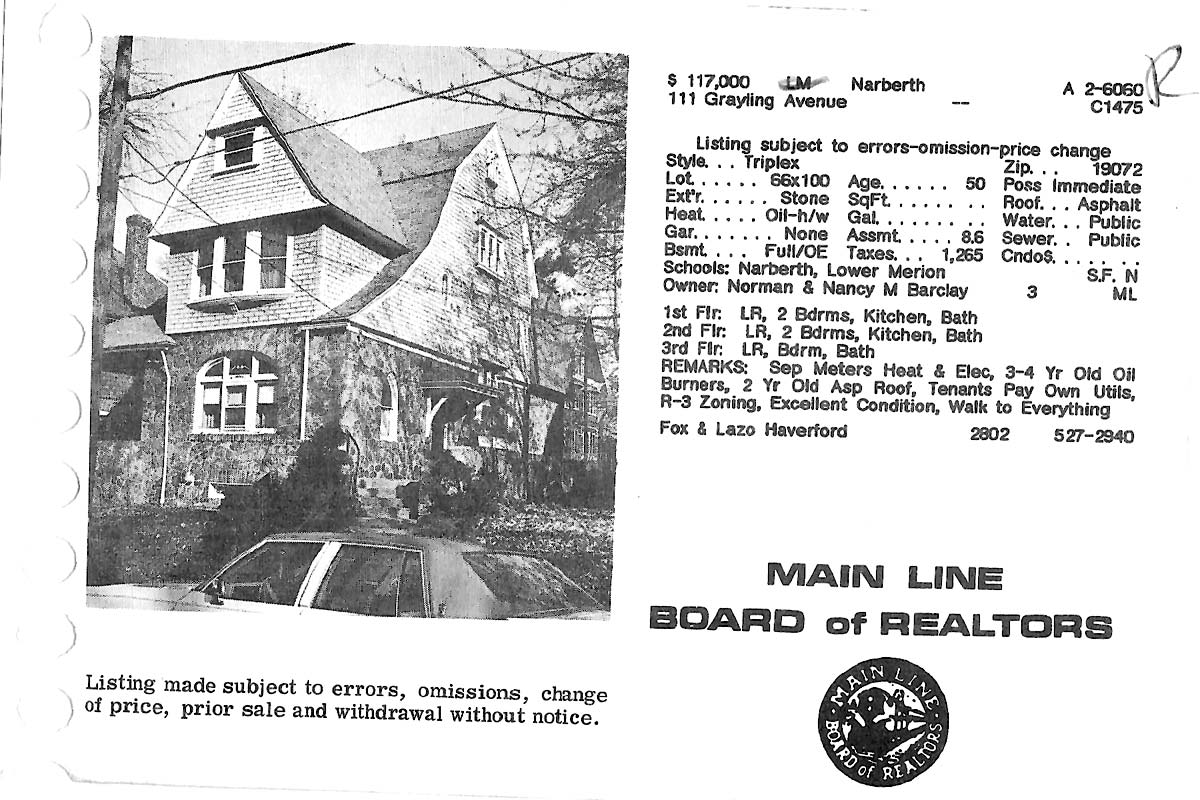 111 Grayling Avenue real estate listing, 1982