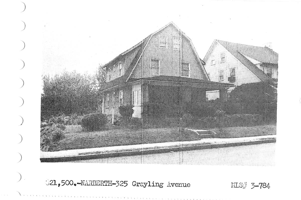 325 Grayling Avenue real estate listing, 1963