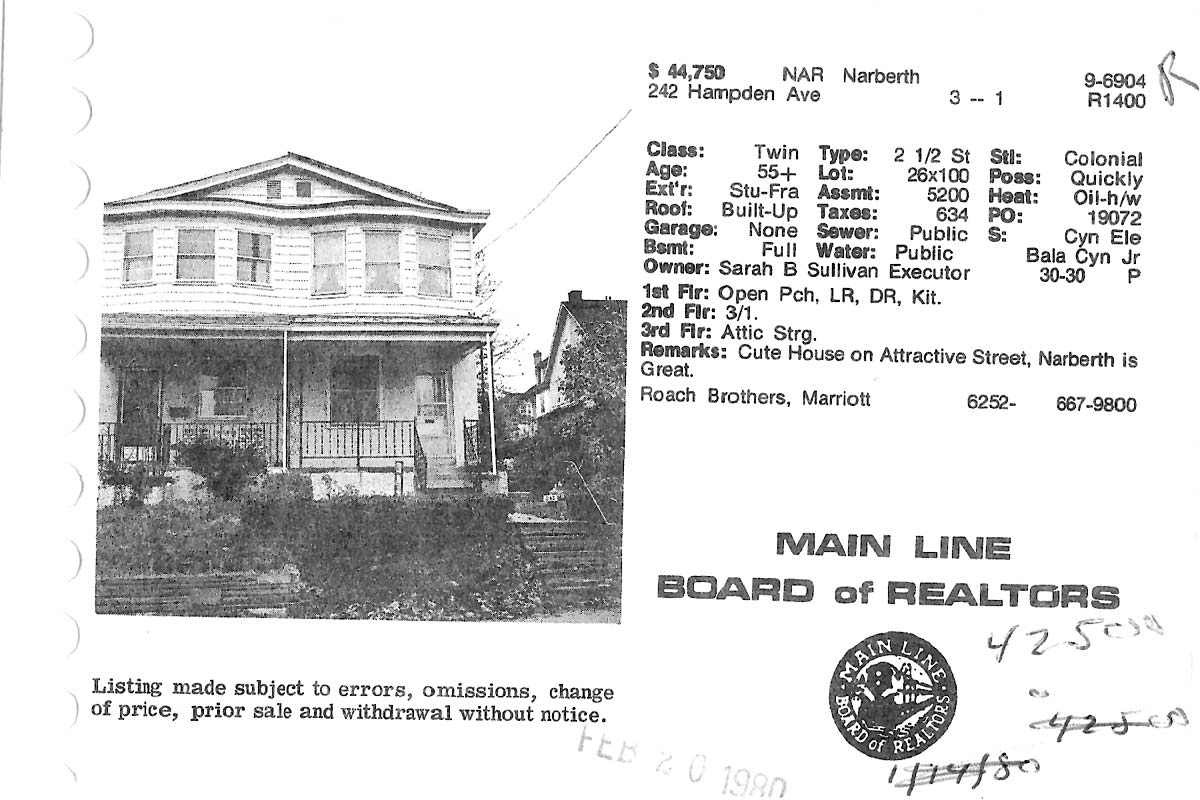 242 Hampden Avenue real estate listing, 1979