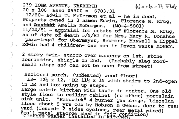 239 Iona Avenue real estate listing, 1981