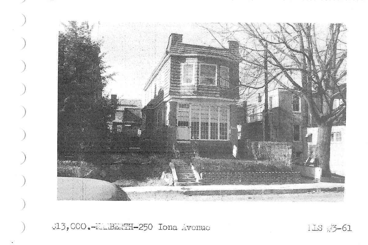 250 Iona Avenue real estate listing, 1963