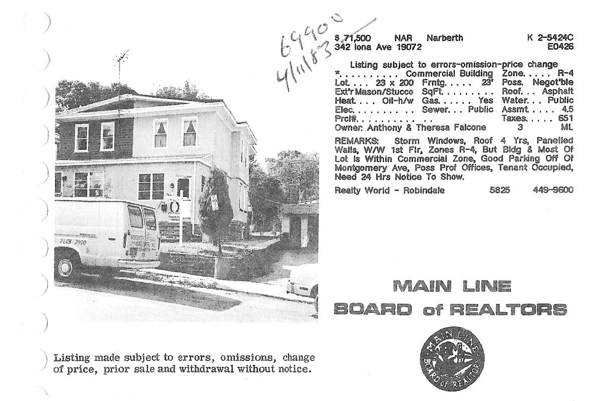 342 Iona Avenue real estate listing, 1982