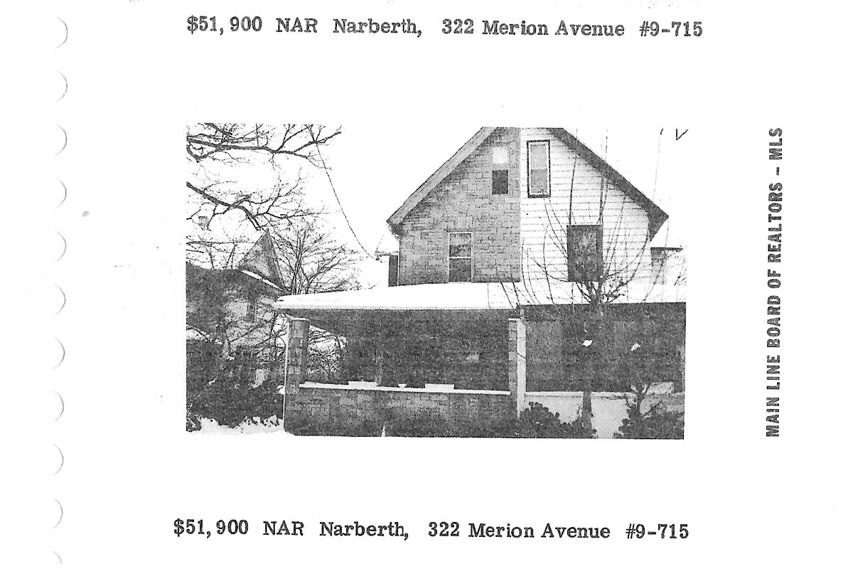 322 Merion Avenue real estate listing, 1979