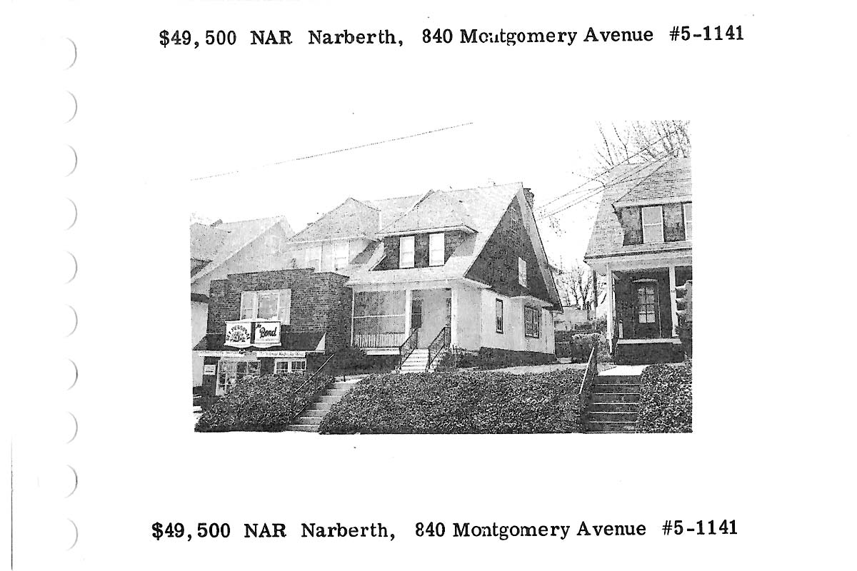 840 Montgomery Avenue real estate listing, 1975