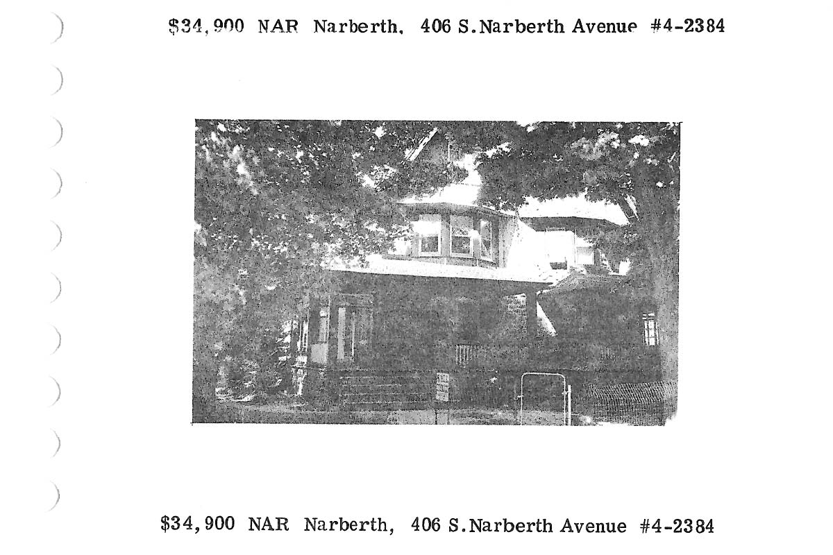 406 S. Narberth Avenue real estate listing, 1974
