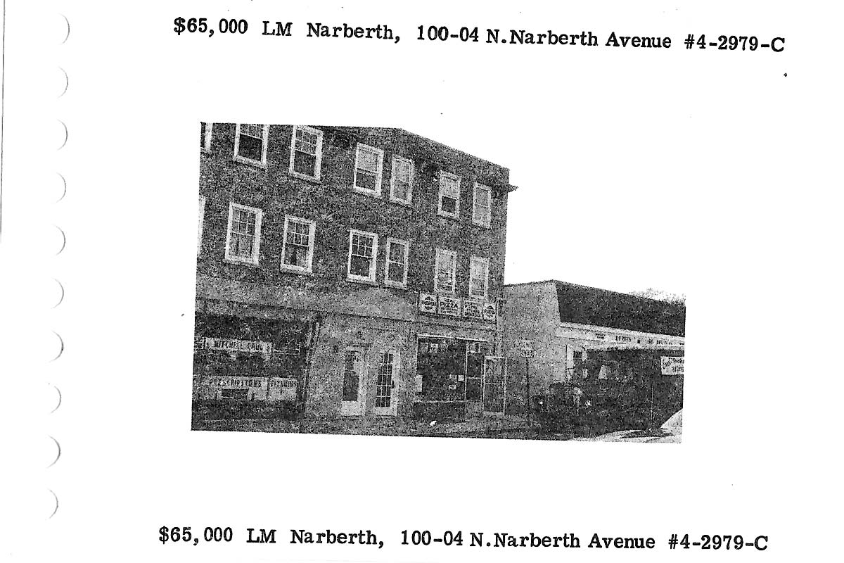100 N. Narberth Avenue real estate listing, 1974