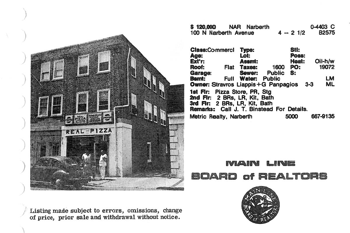 100 N. Narberth Avenue real estate listing, 1980