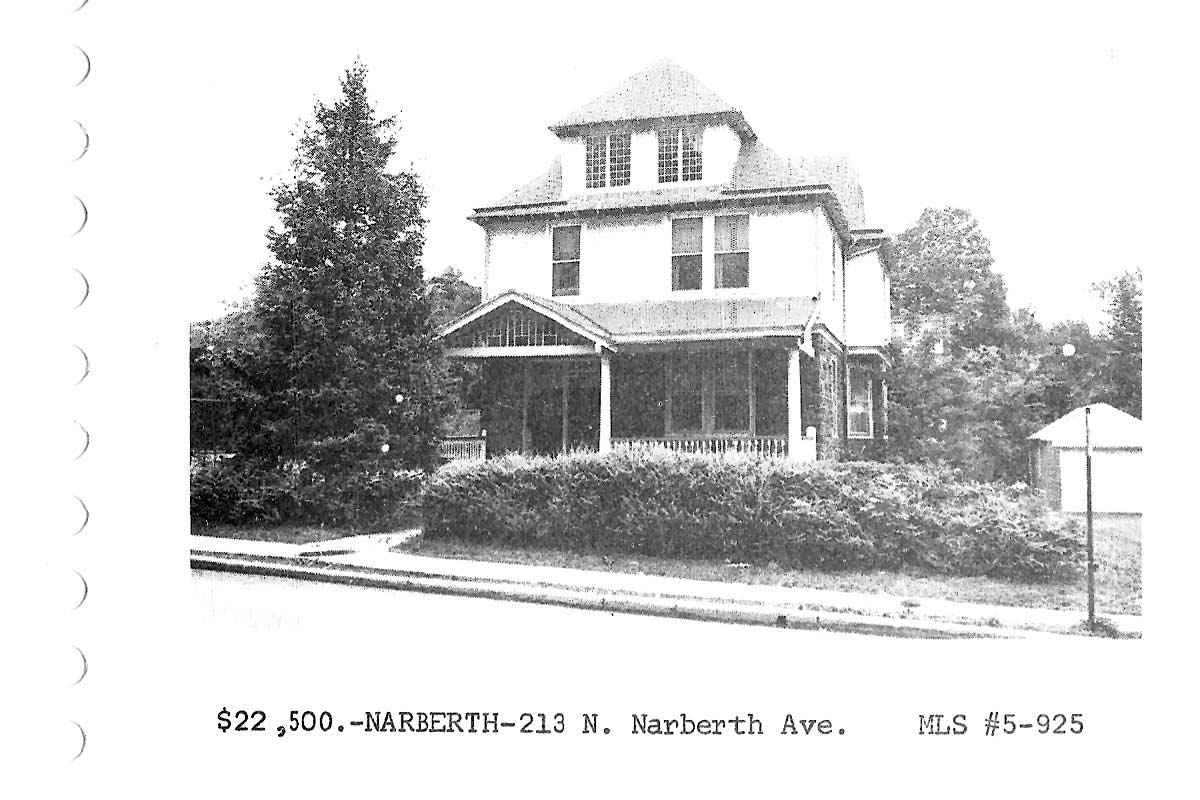 213 N. Narberth Avenue real estate listing, 1965