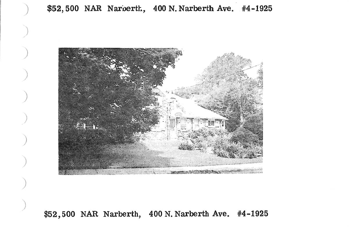 400 N. Narberth Avenue real estate listing, 1974