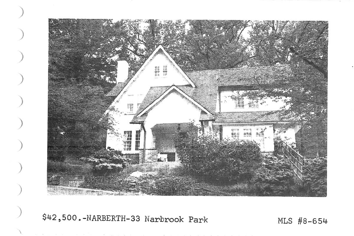 33 Narbrook Park real estate listing, 1968