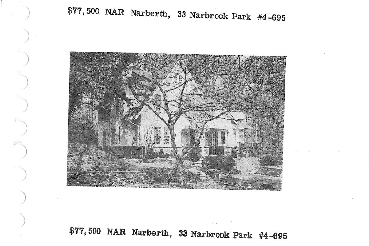33 Narbrook Park real estate listing, 1974
