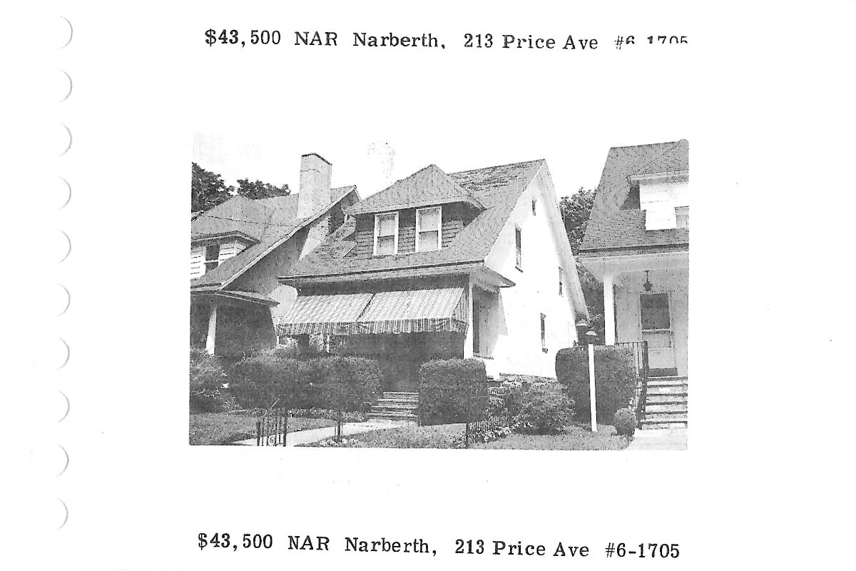213 Price Avenue real estate listing, 1976