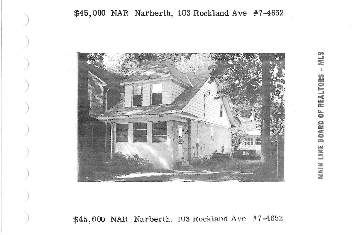 103 Rockland Avenue real estate listing, 1977