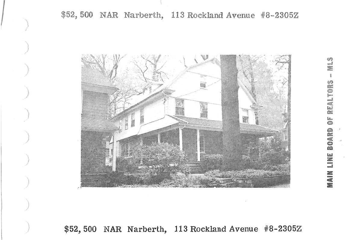 113 Rockland Avenue real estate listing, 1978