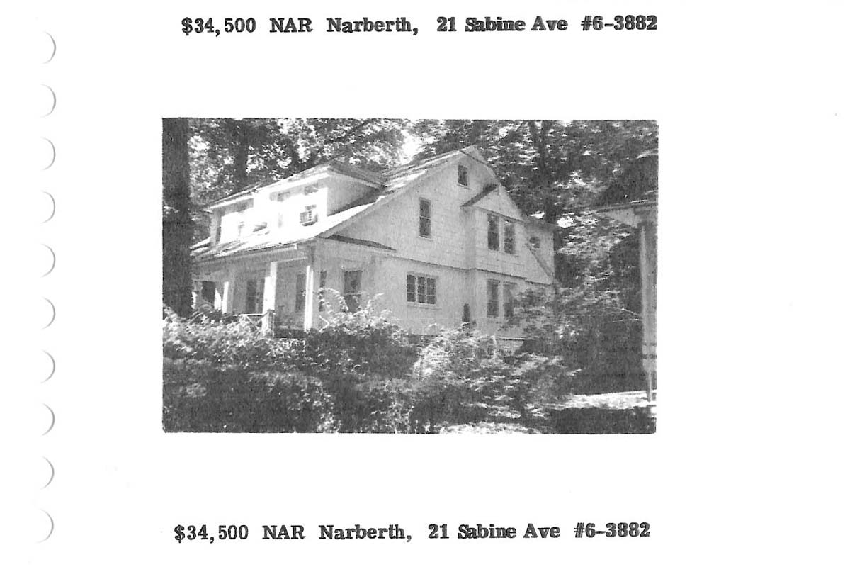21 Sabine Avenue real estate listing, 1976