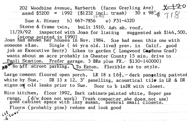 202 Woodbine Avenue real estate listing, 1992