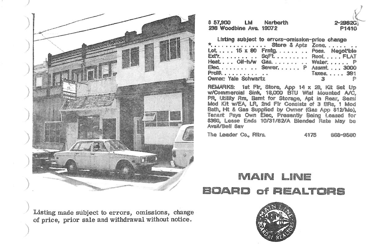 238 Woodbine Avenue real estate listing, 1982