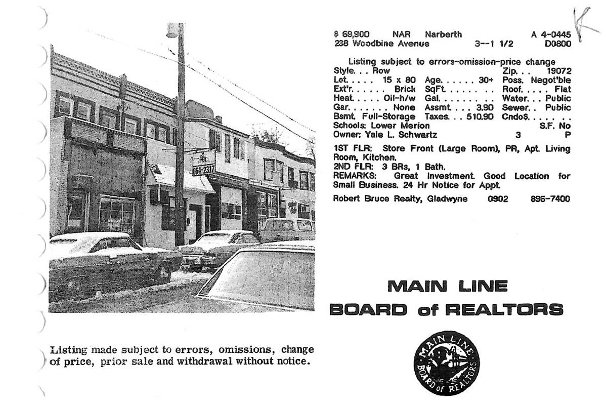 238 Woodbine Avenue real estate listing, 1984