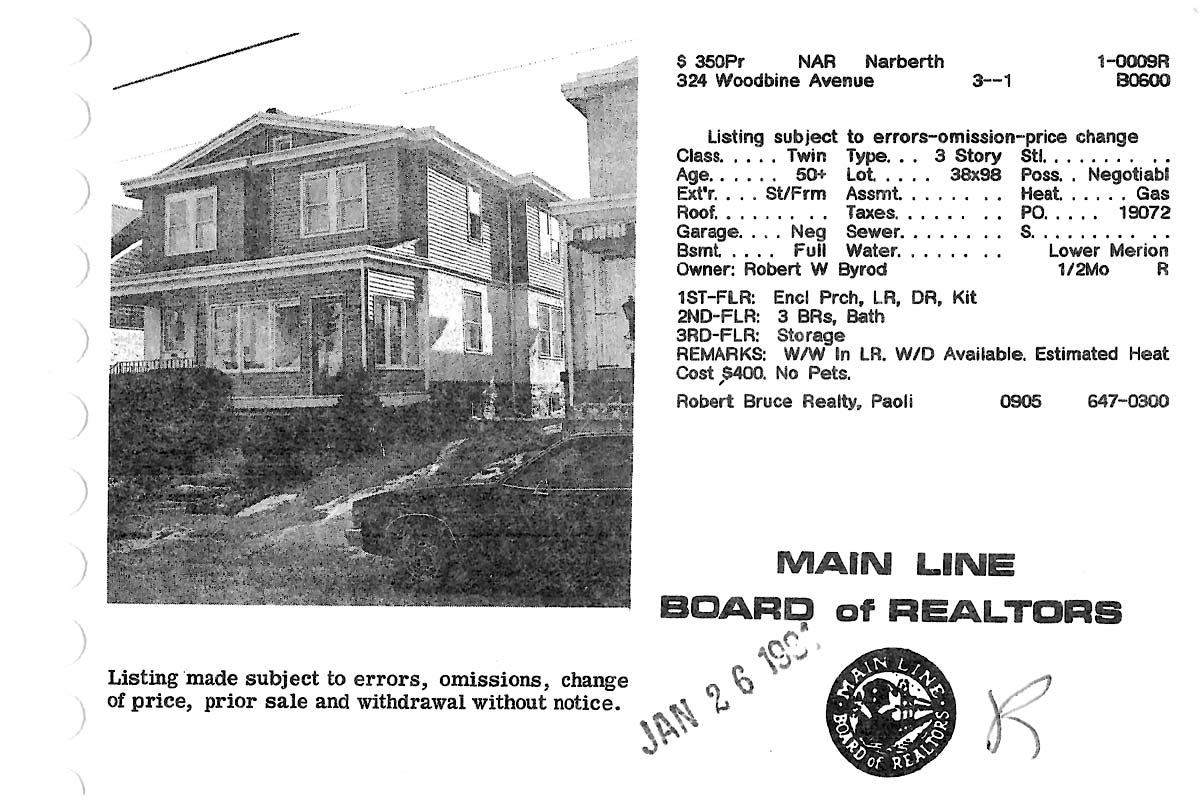324 Woodbine Avenue real estate listing, 1981