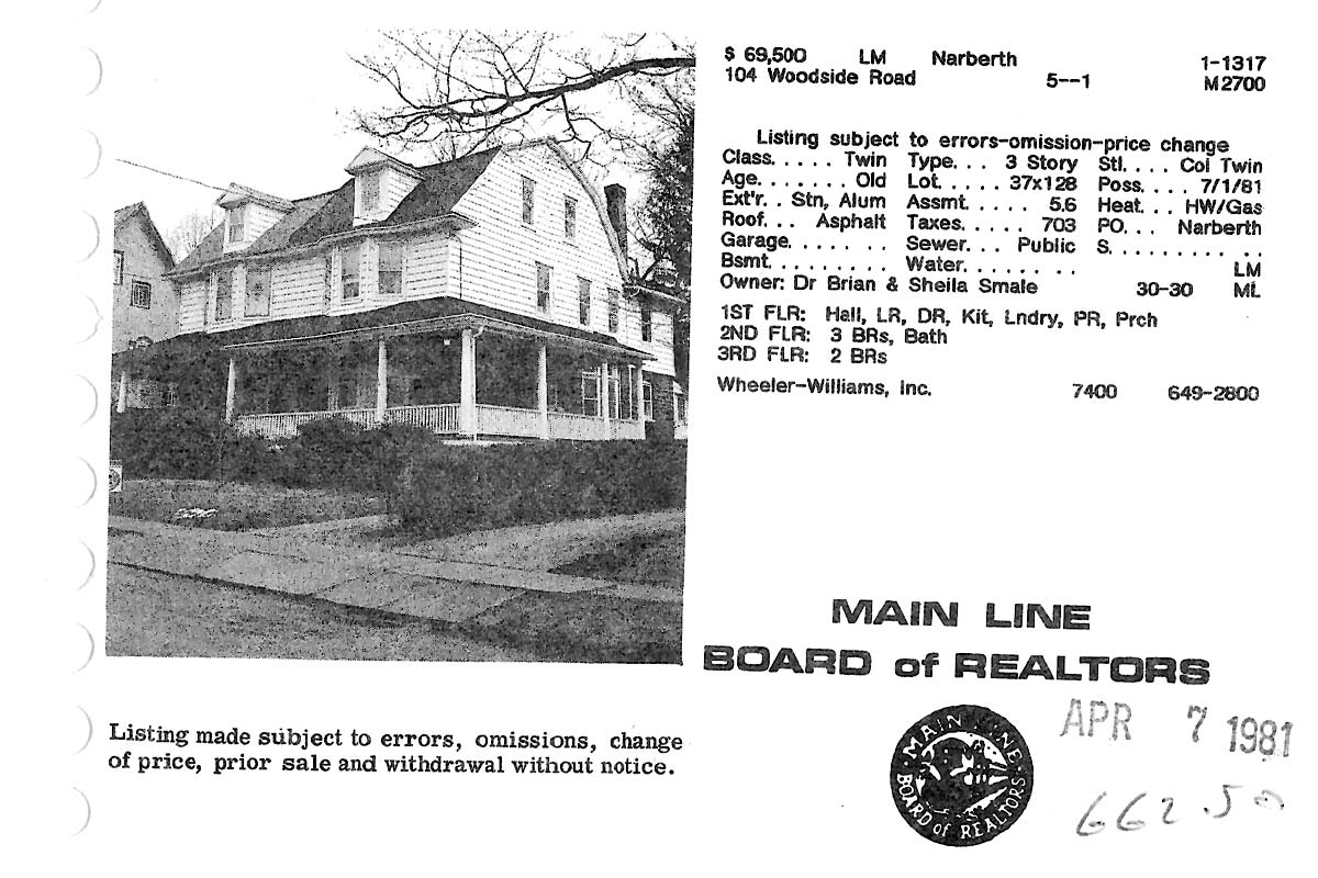 104 Woodside Avenue real estate listing, 1981