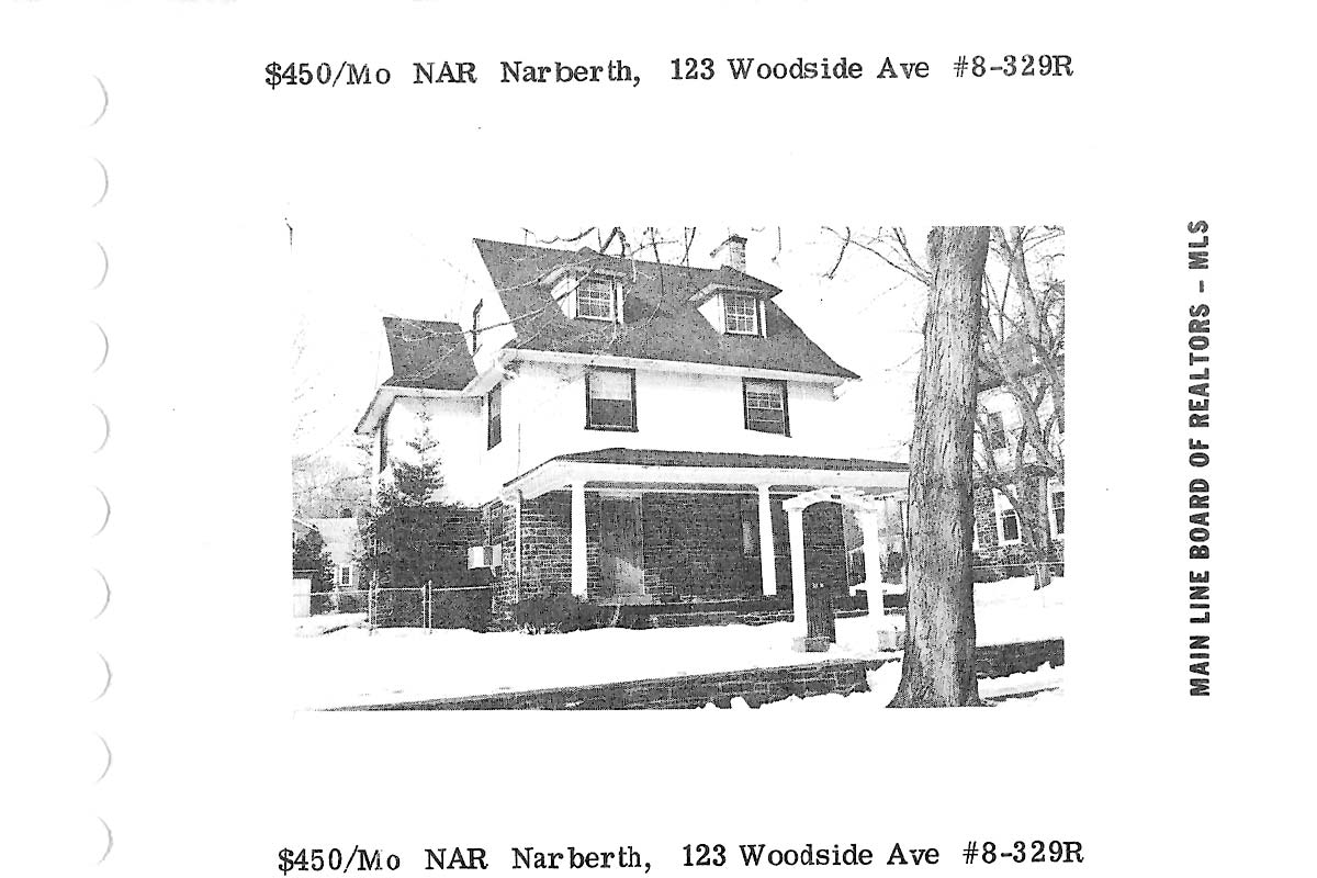 123 Woodside Avenue real estate listing, 1978