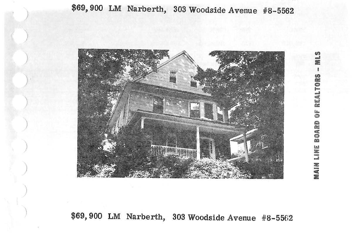 303 Woodside Avenue real estate listing, 1978