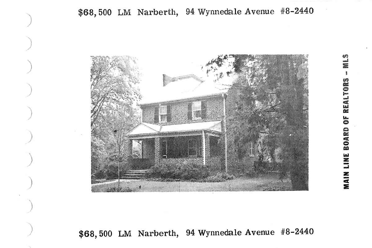 94 Wynnedale Road real estate listing, 1978