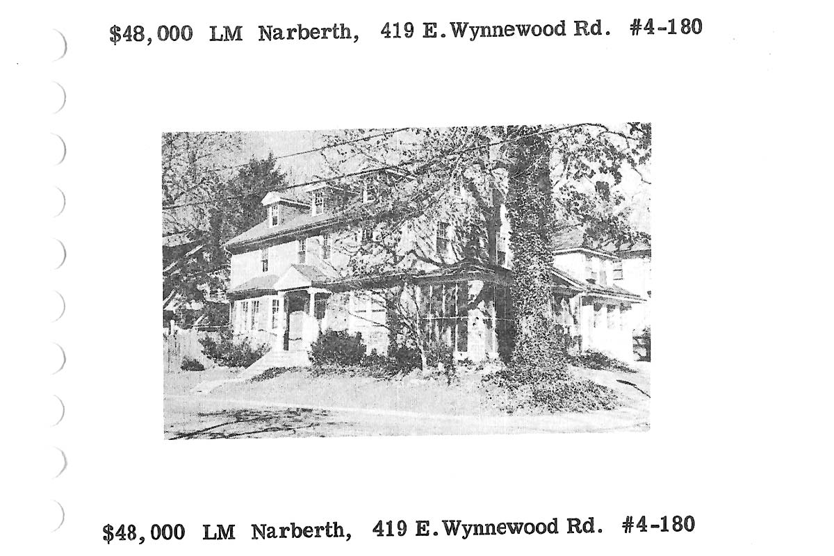 419 E. Wynnewood Road real estate listing, 1974