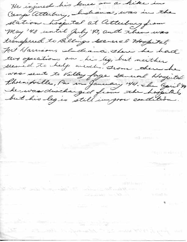 Roll of honor form for Morton Breslow, back of sheet