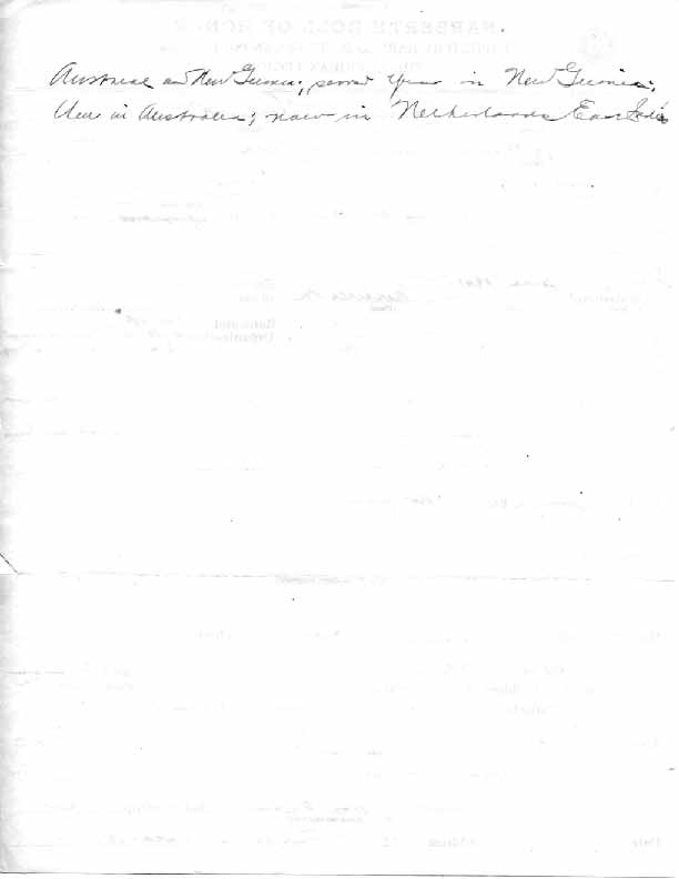 Roll of honor form for Charles Chain, back of sheet