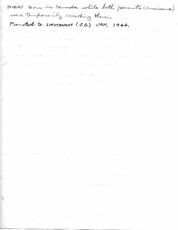 Roll of honor form for Dorothy Hood, back of sheet