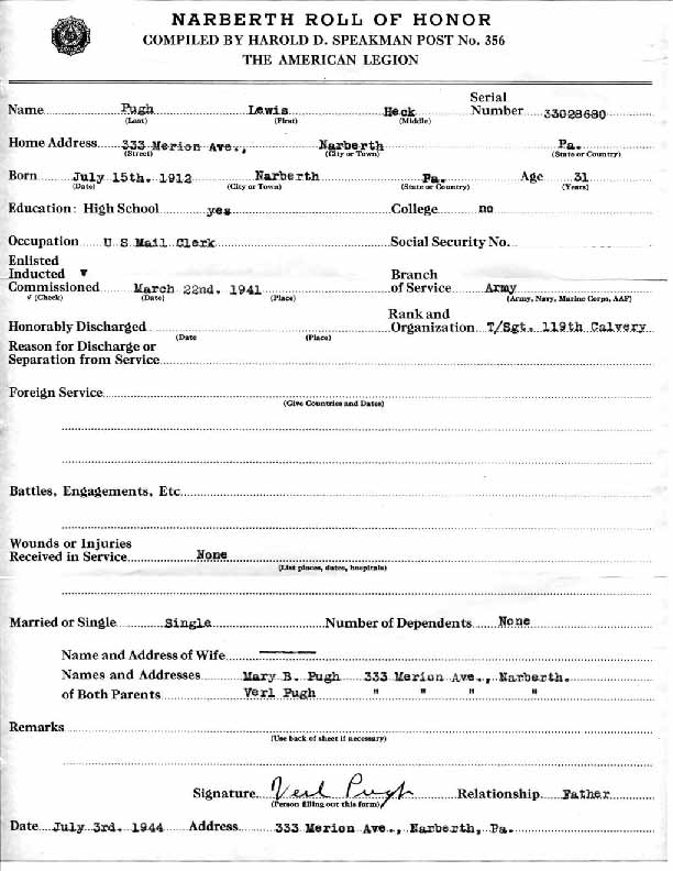 Roll of honor form for Lewis Pugh